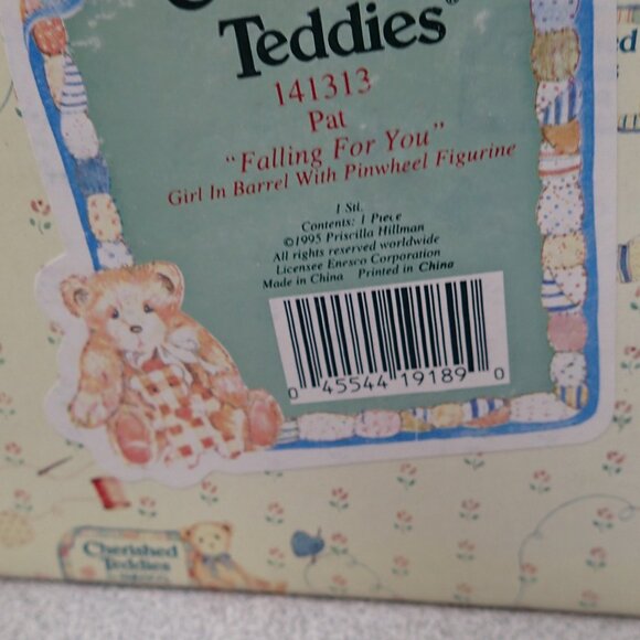 Cherished Teddies Pat Falling For You Girl in Barrel with Pinwheel - Picture 8 of 8